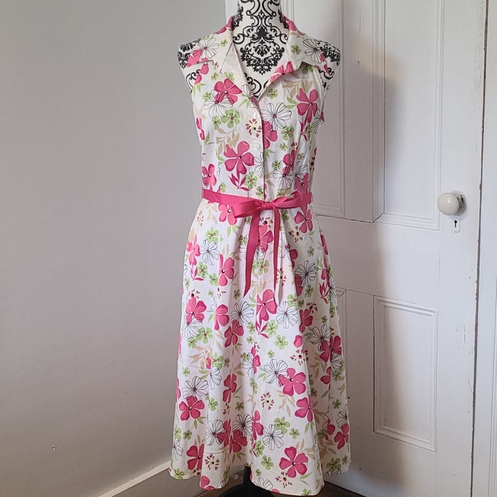 Scarlett vintage midi dress sleeveless spring summer floral cotton blend Size 10